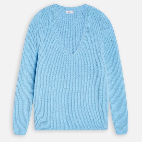 CLOSED - V-sweater with fisherman's rib made of very soft Italian alpaca mix yar